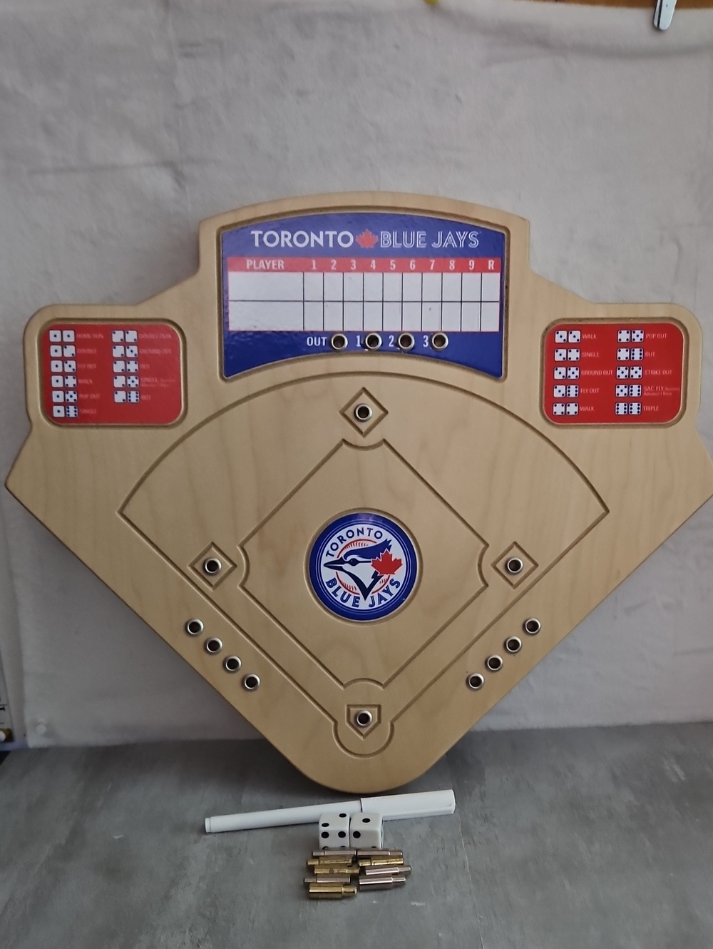 Toronto Blue Jays Handcrafted Wood Baseball Game made by Across The Board Game,